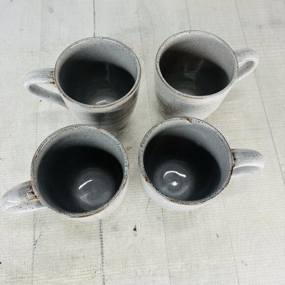 Home Target Gray Ribbed Brown Speckled Farmhouse Rustic 10oz Cups Mugs Set of 4 - Picture 7 of 16